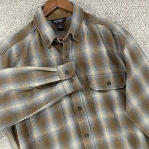 Woolrich M Nutmeg Ombre Plaid Wool Blend Shirt Jacket Shacket Long Sleeve